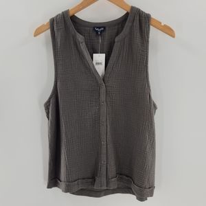 Splendid Olive Green Sleeveless Button Down Women's Top Size Small